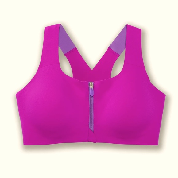 Brooks Other - BROOKS | Dare Zip front zip fuchsia high impact sports bra